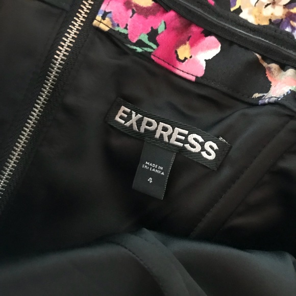 Express Floral Black Fit + Flare Dress - Picture 5 of 8